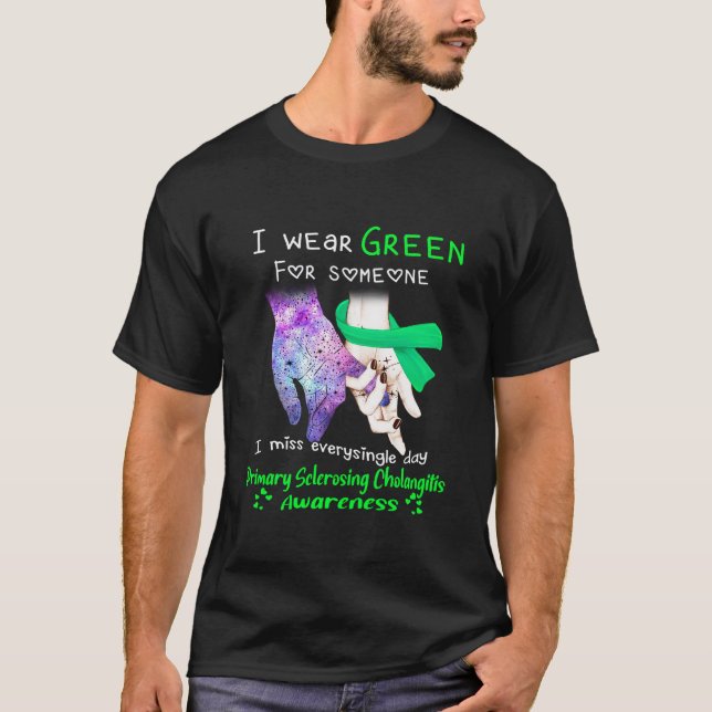 T-shirt Je Porte Une Cholangite Primaire Verte (Devant)
