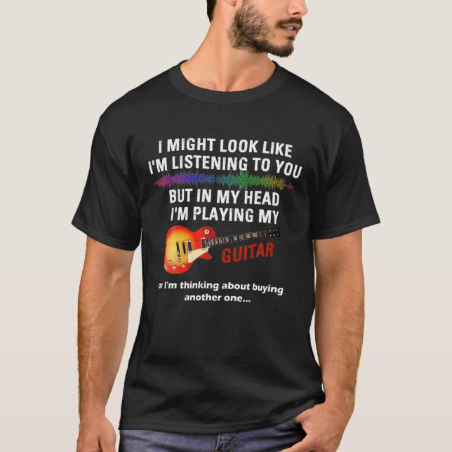 T-shirt Je pourrais avoir l'air d'écouter Vinta (Devant)