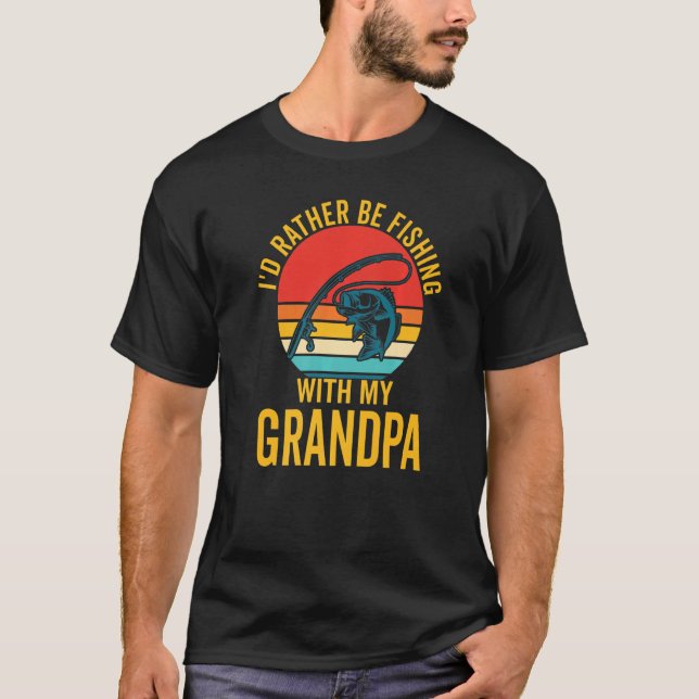 T-shirt Je Préfère Pêcher Avec Mon Grand-Père Soleils Exté (Devant)