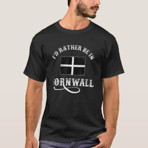 T-shirt Je préférerais être à Cornwall - Cornish Flag