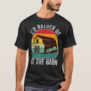 T-shirt Je Préférerais Être À La Grange - Funny Farm Horse