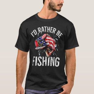 T-shirt Je préférerais être à la pêche Fishing America Usa