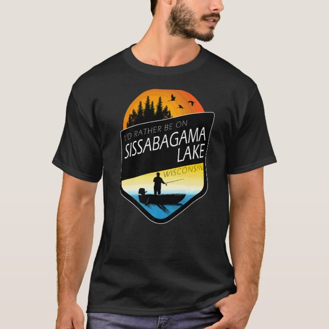 T-shirt Je préférerais être sur Sissabagama Lake Wisconsin (Devant)