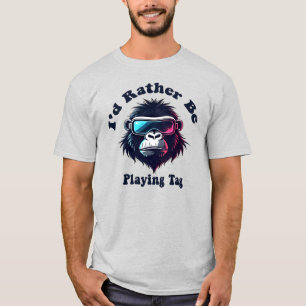 T-shirt Je préférerais jouer à Tag Gorilla Monke VR Gamer