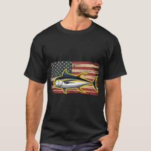 T-shirt Je préférerais pêcher drôle, drapeau américain