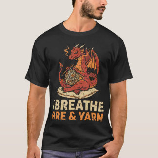 T-shirt Je respire le feu et le dragon de tricot de fil