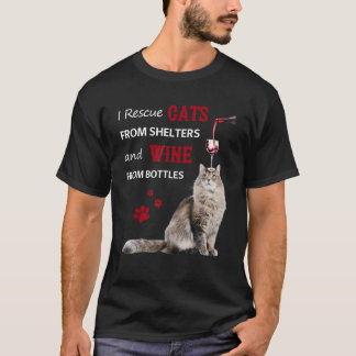 T-shirt Je sauve des chats des refuges et du vin des boute