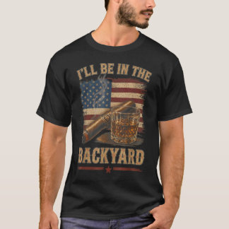 T-shirt Je serai dans le jardin Drapeau USA vintage