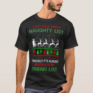 T-shirt Je Soulève Santas Naughty Liste Ironiquement Son A