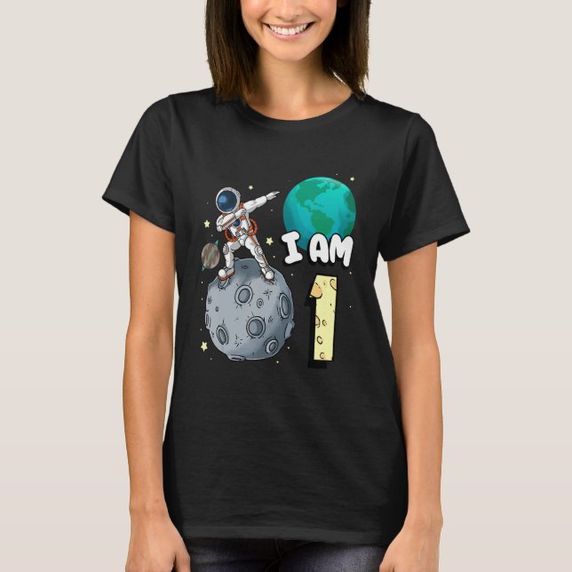 T-shirt Je suis 1 astronaute spatiale Kid Moon Walker 1er  (Devant)