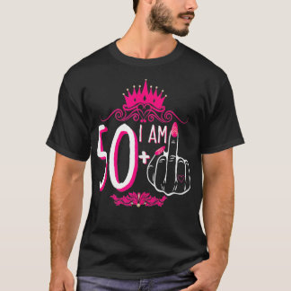T-shirt Je Suis 50 Plus 1 Femme de la Couronne rose du doi