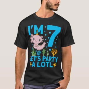 T-shirt Je suis 7 anniversaire de la fête Axolotl mignon 7