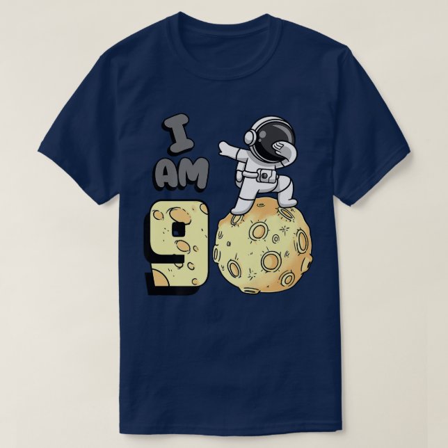 T-shirt Je suis 9 astronaute spatiale Kid Moon Walker 9e a (Design devant)
