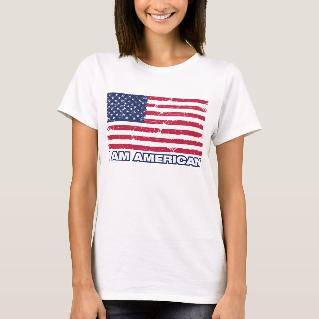 T-shirt Je suis américain - pièce en t de dames (Devant)