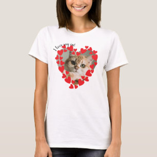 T-shirt Je suis amoureux de mon chat Photo Coeur 