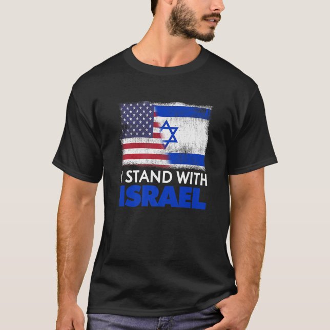 T-shirt Je Suis Avec Israel USA Drapeau Drôle Drôle Don Pa (Devant)