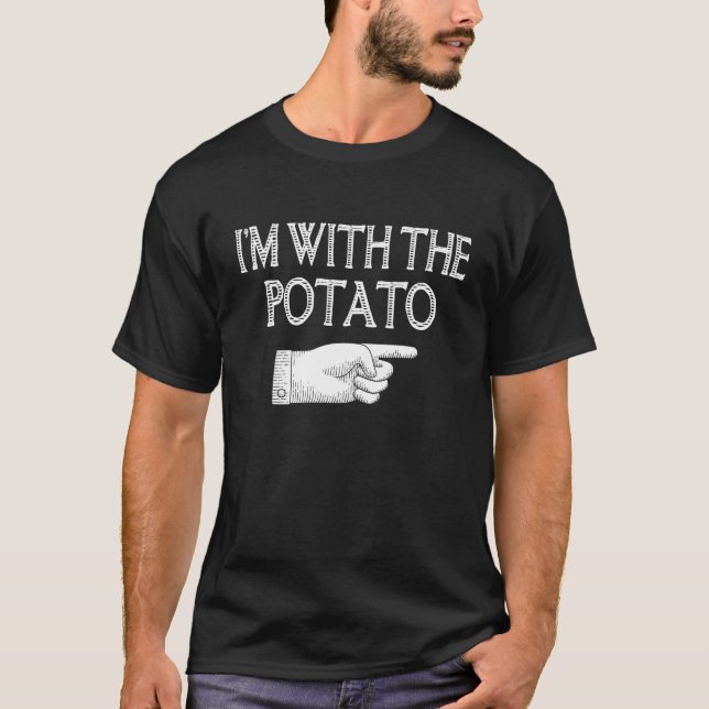 T-shirt Je suis avec le costume d'Halloween à la pomme de  (Devant)
