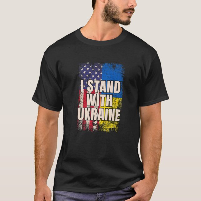 T-shirt Je Suis Avec Le Drapeau Ukrainien Ukrainien Améric (Devant)