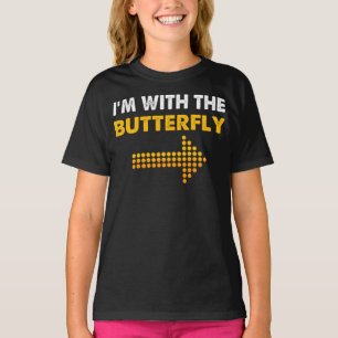 T-shirt Je suis avec le papillon drôle coût d'un couple d'