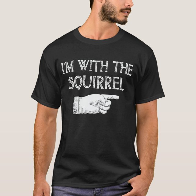T-shirt Je suis avec l'écureuil amusant jumeler Halloween (Devant)