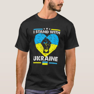 T-shirt Je Suis Avec L'Ukraine Coeur Ukrainien Drapeau Sup