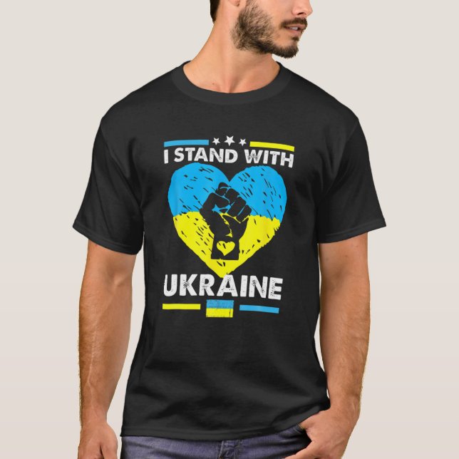 T-shirt Je Suis Avec L'Ukraine Coeur Ukrainien Drapeau Sup (Devant)