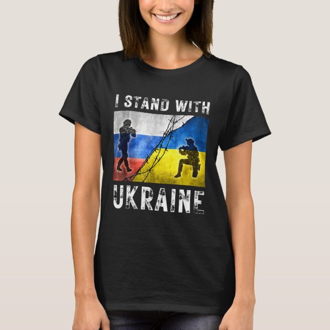 T-shirt Je Suis Avec Ukraine American, Ukraine Carte (Devant)