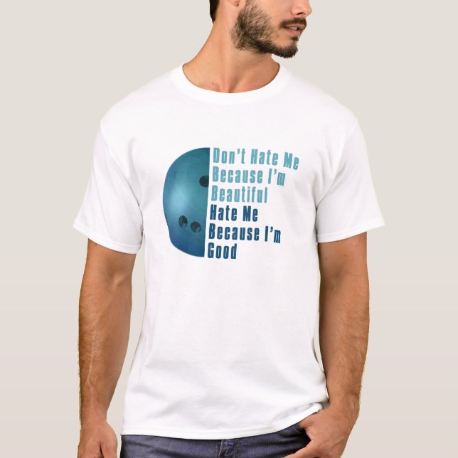 T-shirt Je Suis Beau Je Suis Bon Bowling Bleu (Devant)