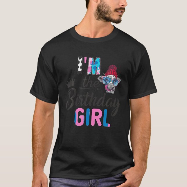 T-shirt Je suis Birthday Girl Farm Cow 1 St Birthday Girl (Devant)