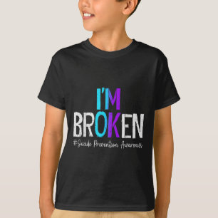 T-shirt Je suis cassé Turquoise &amp; Purple Ribbon Suicid