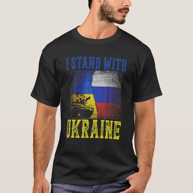 T-shirt Je Suis Contre L'Ukraine Russe Ukrainien Tan (Devant)