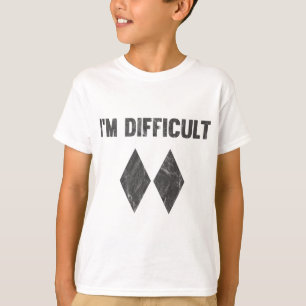 T-shirt Je suis difficile double diamant noir ski snowboar