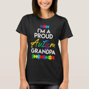T-shirt Je Suis Fier Autisme Grand-Père Père Hommes Coeur