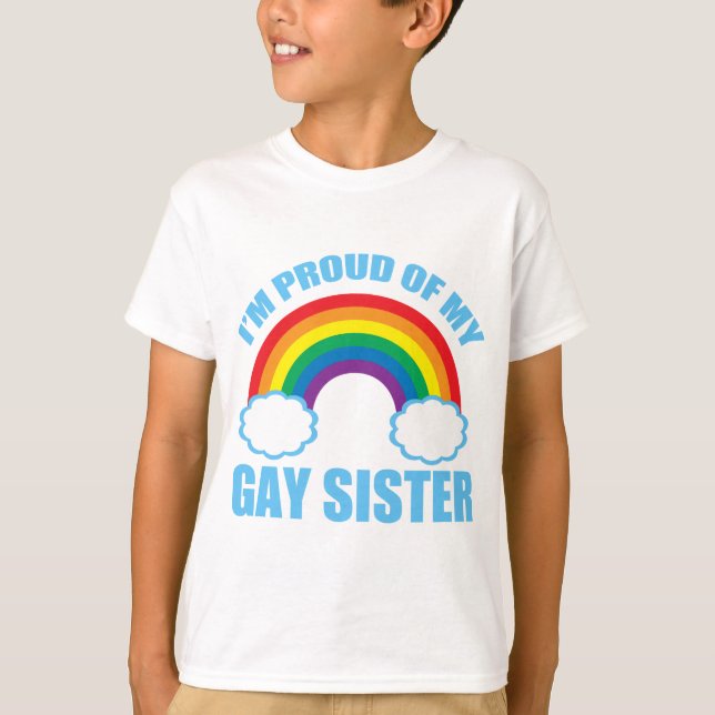 T-shirt Je suis fière de ma soeur gay Rainbow Kids (Devant)