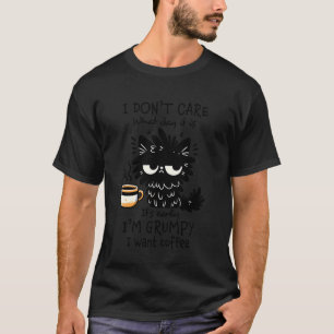 T-shirt Je suis grumpy je veux du café chat noir humour ma