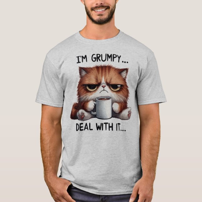 T-shirt Je suis Grumpy, traite avec le chat (Devant)