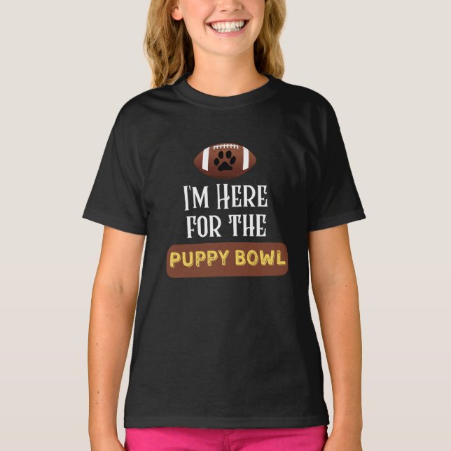 T-shirt Je suis ici pour le chien chiot Bowl Funny (Devant)