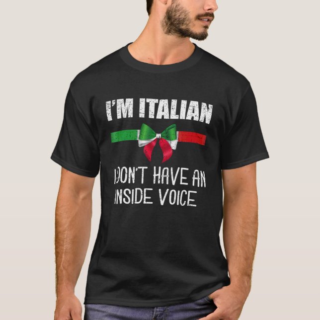 T-shirt Je suis Italien Je n'ai pas de voix intérieure Ita (Devant)