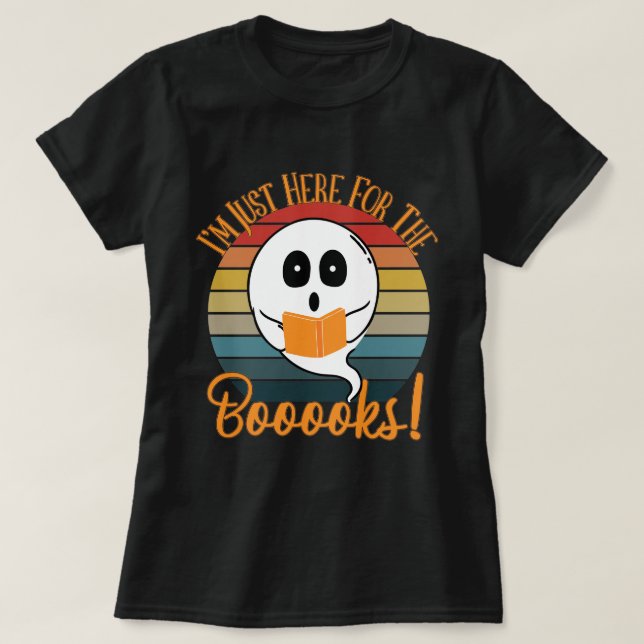 T-shirt Je suis juste ici pour les livres Ghost Books Hall (Design devant)