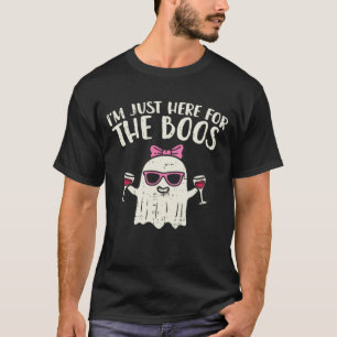 T-shirt Je Suis Juste Ici Pour L'Halloween Du Vin Ghost Bo