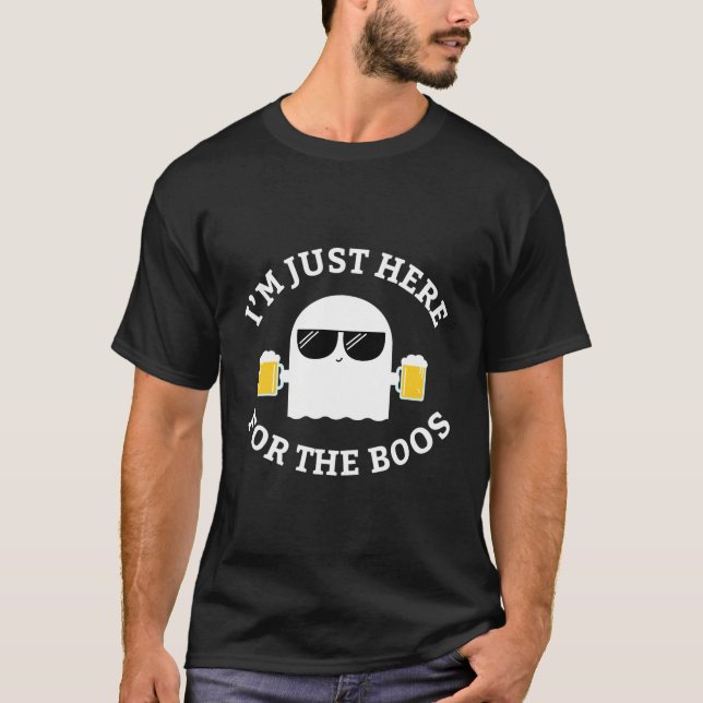 T-shirt Je Suis Juste Là Pour La Bière Boos Drôle D'Hallow (Devant)
