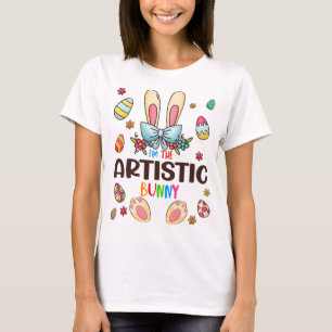 T-shirt Je suis la famille de jumelage du lapin artistique