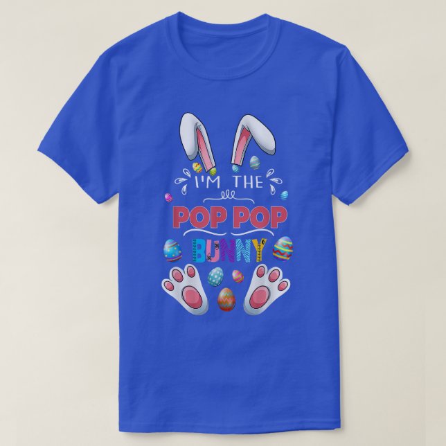 T-shirt Je suis la Pop Pop Bunny Matching Famille Pâques F (Design devant)