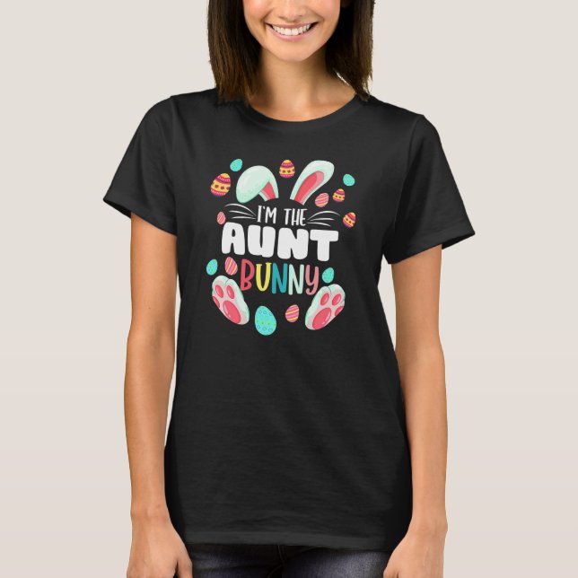 T-shirt Je suis La Tante Bunny Matching Famille Pâques Fêt (Devant)