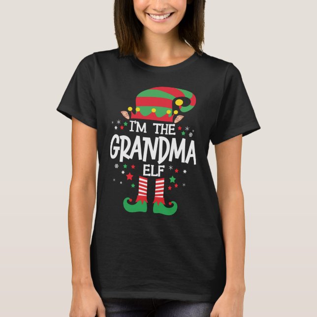 T-shirt Je suis le Grand-mère Elf Christmas Matching Famil (Devant)