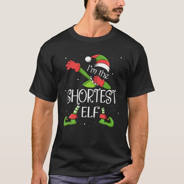 T-shirt Je suis le plus court elfe Dabbing Santa Claus Noë (Devant)