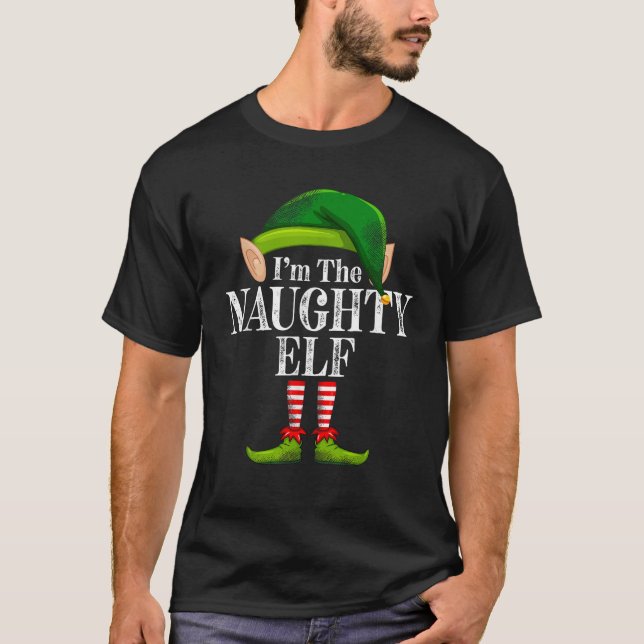T-shirt Je suis le vilain elfe jumelant la famille Noël Fu (Devant)
