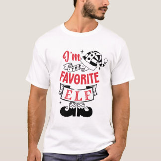 T-shirt Je suis l'Elfe Favorite en design rouge et noir