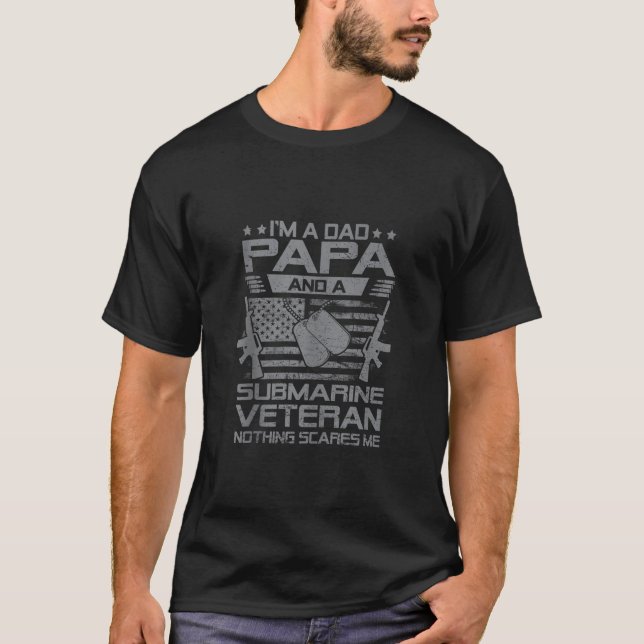 T-shirt Je suis Papa Papa Papa Papa Et Sous-Marine Vétérin (Devant)