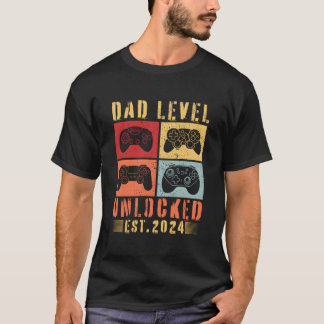 T-shirt Je suis passé au niveau Papa 2024 Promu au niveau 